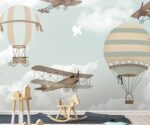 Hot Air Balloons & Biplanes Kids Wallpaper Mural - Image 2