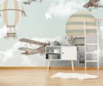 Hot Air Balloons & Biplanes Kids Wallpaper Mural - Image 3