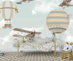 Hot Air Balloons & Biplanes Kids Wallpaper Mural