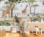 Safari Animals  Wallpaper Jungle Mural Children's Room Decor