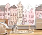 Kids Wallpaper Cute City House Wallpaper   Nursery Wall Mural Self Adhesive Kids Wall Mural Child Room Wallpaper - Image 4