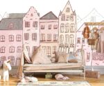 Kids Wallpaper Cute City House Wallpaper   Nursery Wall Mural Self Adhesive Kids Wall Mural Child Room Wallpaper - Image 3