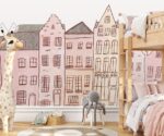 Kids Wallpaper Cute City House Wallpaper   Nursery Wall Mural Self Adhesive Kids Wall Mural Child Room Wallpaper - Image 2