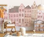 Kids Wallpaper Cute City House Wallpaper   Nursery Wall Mural Self Adhesive Kids Wall Mural Child Room Wallpaper