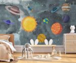 Space Nursery Wallpaper Mural Planets Astronaut