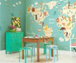 Kids World Map Wallpaper  Animal Design Nursery Decor - Image 3