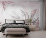 Pink Tropical Leaves Mural - Image 4