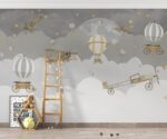 Mountain Biplane Wallpaper Kids Room Decor