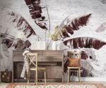 Brown Tropical Leaves Mural