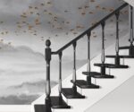 Golden Birds Wallpaper Art Vintage Gray Sky - Image 2