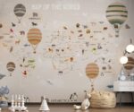 Kids World Map Mural Educational Animal Map - Image 2
