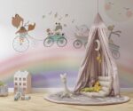 Rainbow Animals Wallpaper Nursery Decor
