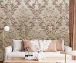 Damask  Wallpaper Gray and Cream  Mural