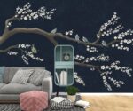 Dark Blue Chinoiserie Wallpaper - Image 3