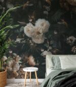 Dark Floral Mural: Tropical Peony Removable Wallpaper