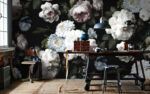 Dark Floral Peony Wallpaper Mural -