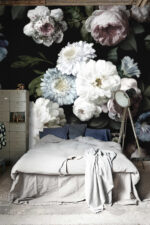 Dark Floral Peony Wallpaper Mural - - Image 2