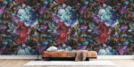 Dark Floral  Wallpaper: Large Blue Flowers, Removable Wallcovering - Image 2