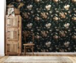 Dark Floral  Wallpaper Vintage Flower Wall Mural
