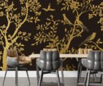 Dark Gold Chinoiserie Wallpaper