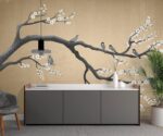 Dark Gold Chinoiserie Wallpaper Mural - Image 3