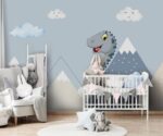 Dinosaur Nursery Mural Sky Mountain  Wallpaper