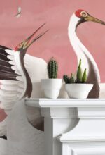 Elegant Japanese Crane Wallpaper Mural:  Chinoiserie Heron Print for Tropical Home Decor - Image 2