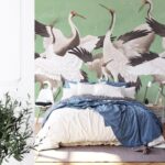 Elegant Tropical Crane Wallpaper: Removable Heron Print Mural for Living Room Decor - Image 3