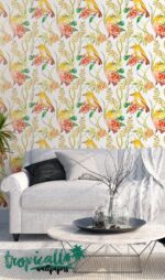 Exotic Birds Removable Wallpaper - Tropical Floral Wall Decor - Image 2