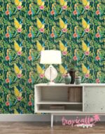 Exotic Parrot Wallpaper: Tropical Birds & Flowers, Removable Wall Sticker
