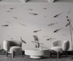 Fishes Wallpaper Mural, Sea Chinoiserie Wallpaper - Image 4