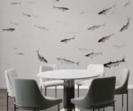 Fishes Wallpaper Mural, Sea Chinoiserie Wallpaper