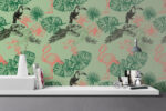 Flamingo Monstera  Wallpaper: Tropical Wall Decal