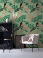 Flamingo Monstera  Wallpaper: Tropical Wall Decal - Image 2