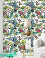 Flamingo Toucan Wallpaper: Tropical  Wall Art - Image 2
