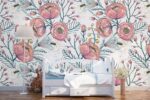 Floral Anemone Wallpaper Mural:  Reusable Wall Decal