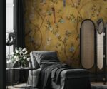 Floral Bird Wallpaper Mural Gold Botanical - Image 3