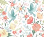 Floral Birds Wallpaper Colorful Watercolor - Image 3