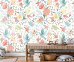 Floral Birds Wallpaper Colorful Watercolor - Image 4
