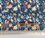 Floral Birds Wallpaper Dark Flowers Easy  Wall Mural - Image 2