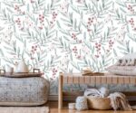 Floral  Wallpaper Watercolor Leaves  Mural - Image 4