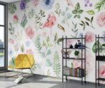 Floral Wallpaper Mural Watercolor Flowers  Wall Art - Image 3