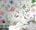 Floral Wallpaper Mural Watercolor Flowers  Wall Art - Image 2