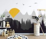Forest Mountain Nursery Mural  Wallpaper
