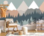 Forest Mountain Nursery Mural  Wallpaper