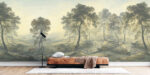 Forest Wallpaper. Removable Wallpaper. Morning Dawn Scenic Landscape. Panoramic in the Valley Wall Mural.