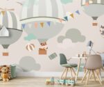 Fox Nursery Wallpaper Mural Hot Air Balloons - Image 3