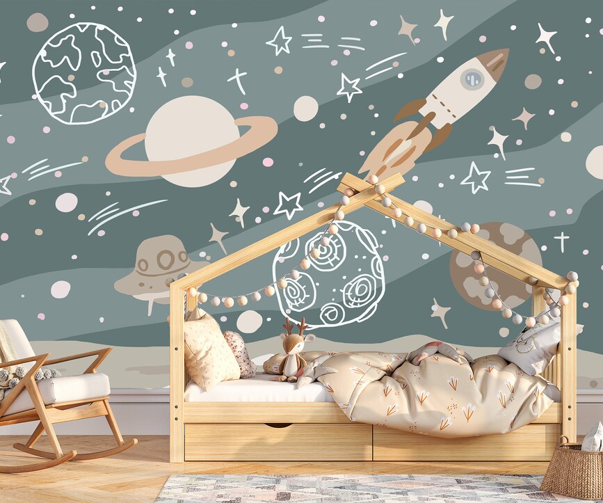 Galaxy Wallpaper Space Planets Kids Room Decor Galaxy Wallpaper Space Planets Kids Room Decor - Image 1