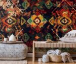 Geometric Carpet  Wallpaper Colorful Rug Wall Mural