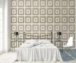 Geometric Square Wallpaper Mural Brown Tone - Image 3